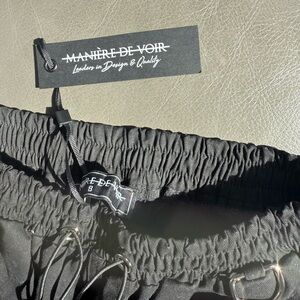Manière De Voir Black Drawstring Waist Trousers